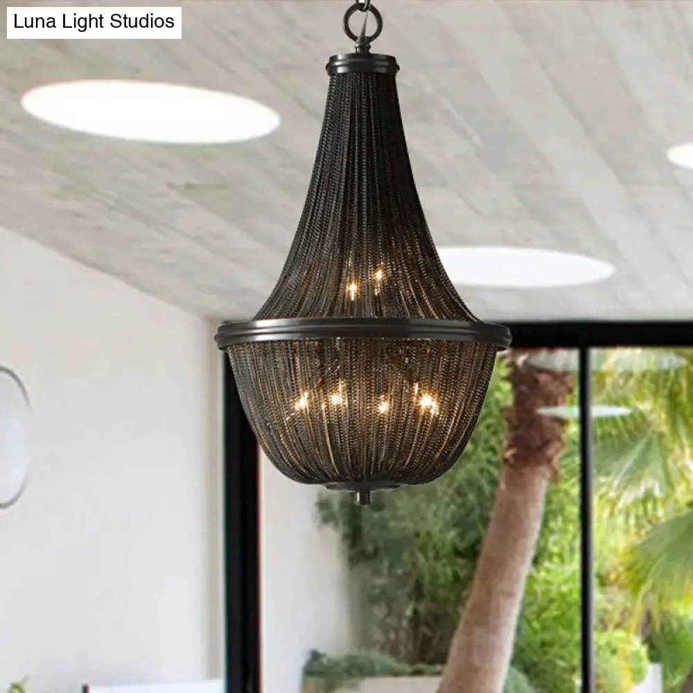 Bronze Basket Shade Chandelier Lamp: Simplicity LED Ceiling Light for Living Room