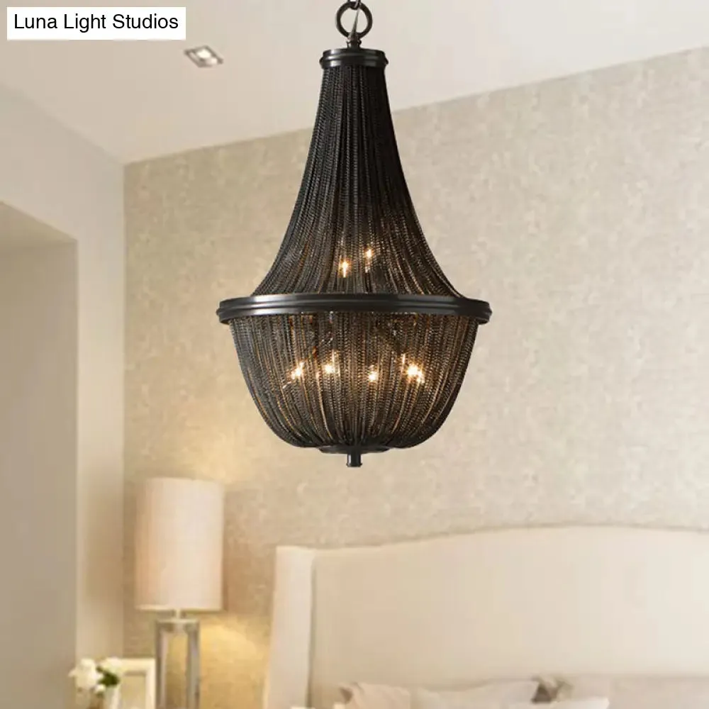 Bronze Basket Shade Chandelier Lamp: Simplicity LED Ceiling Light for Living Room