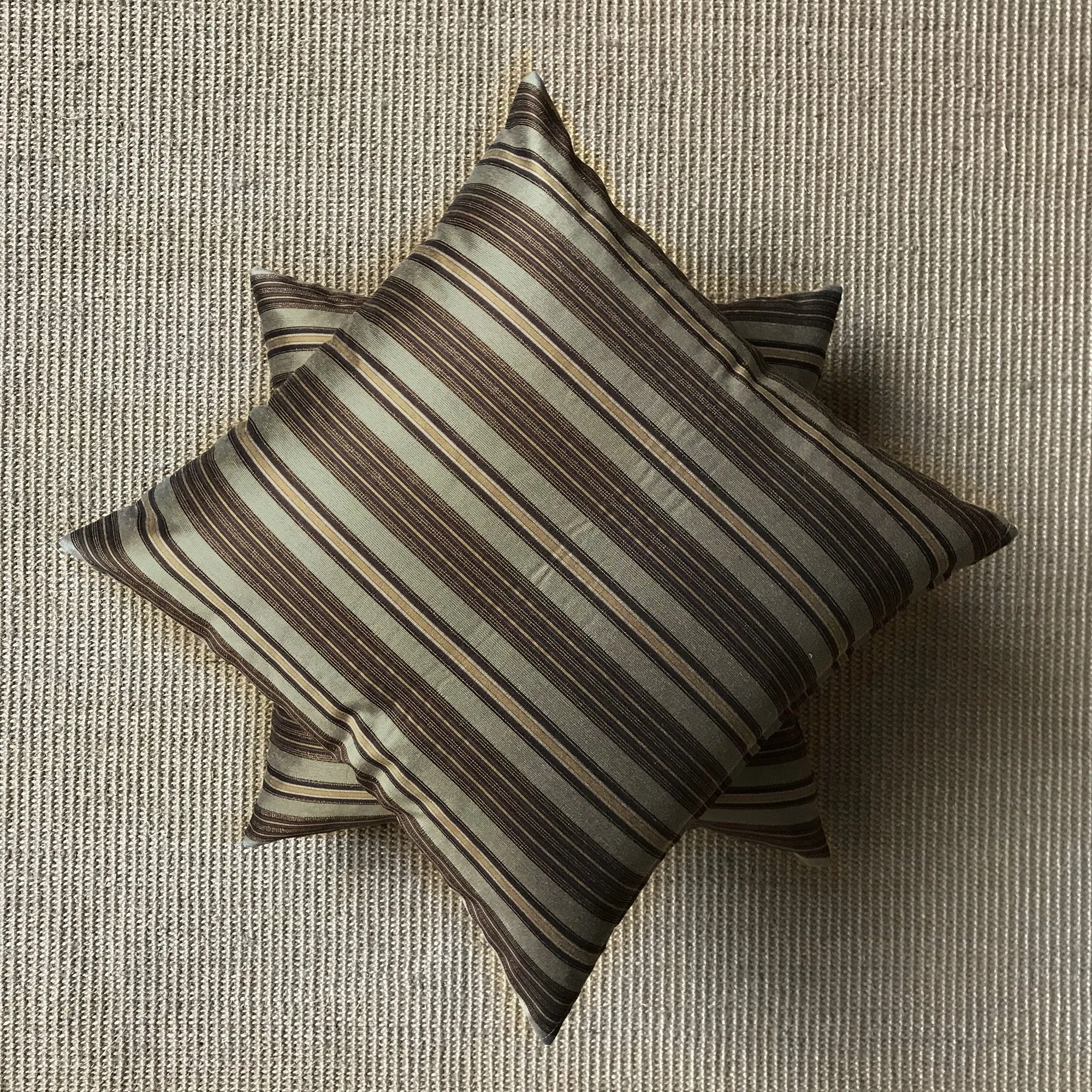 Brown Striped Throw Pillow Cover 24x24