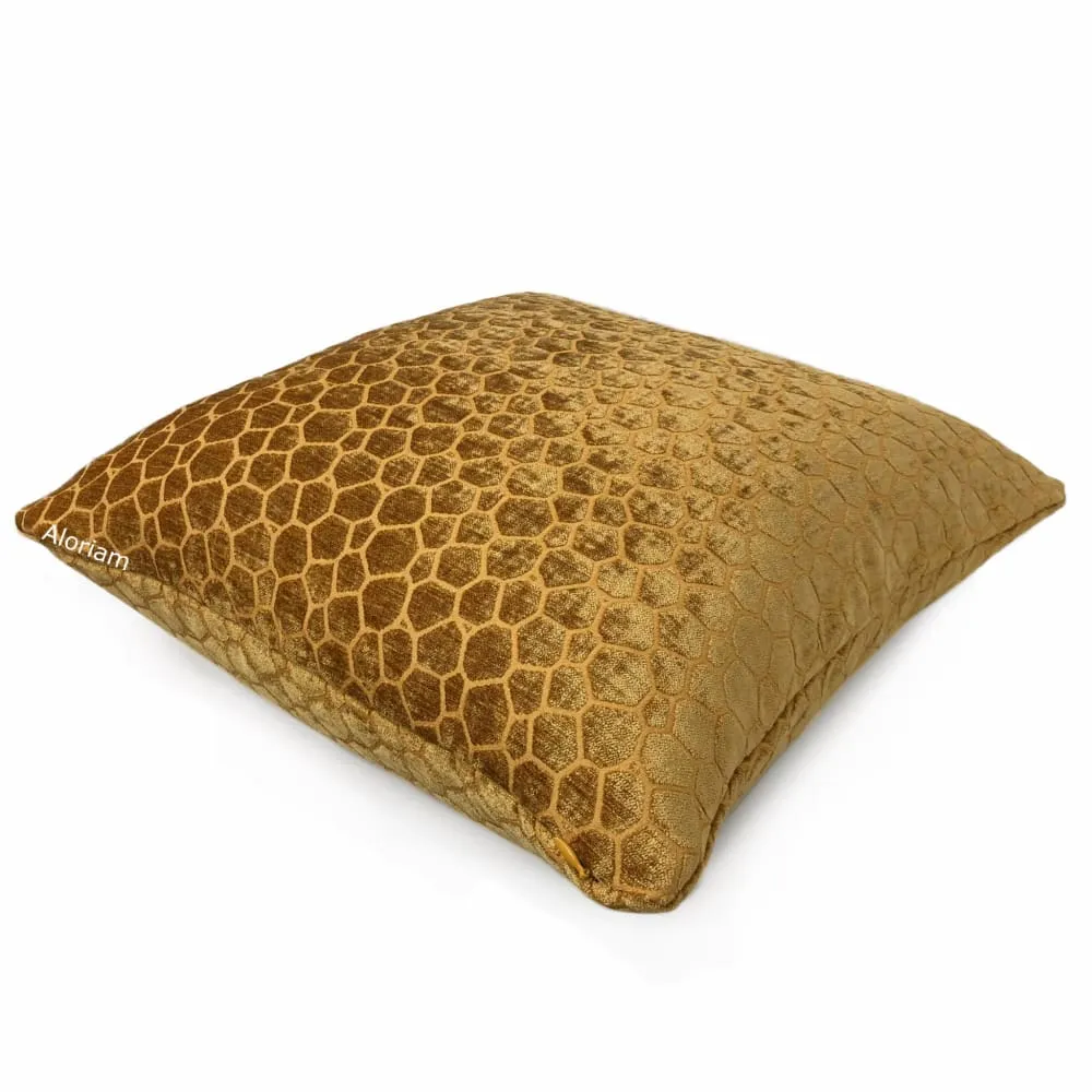 Carrick Golden Amber Modern Geometric Chenille Pillow Cover