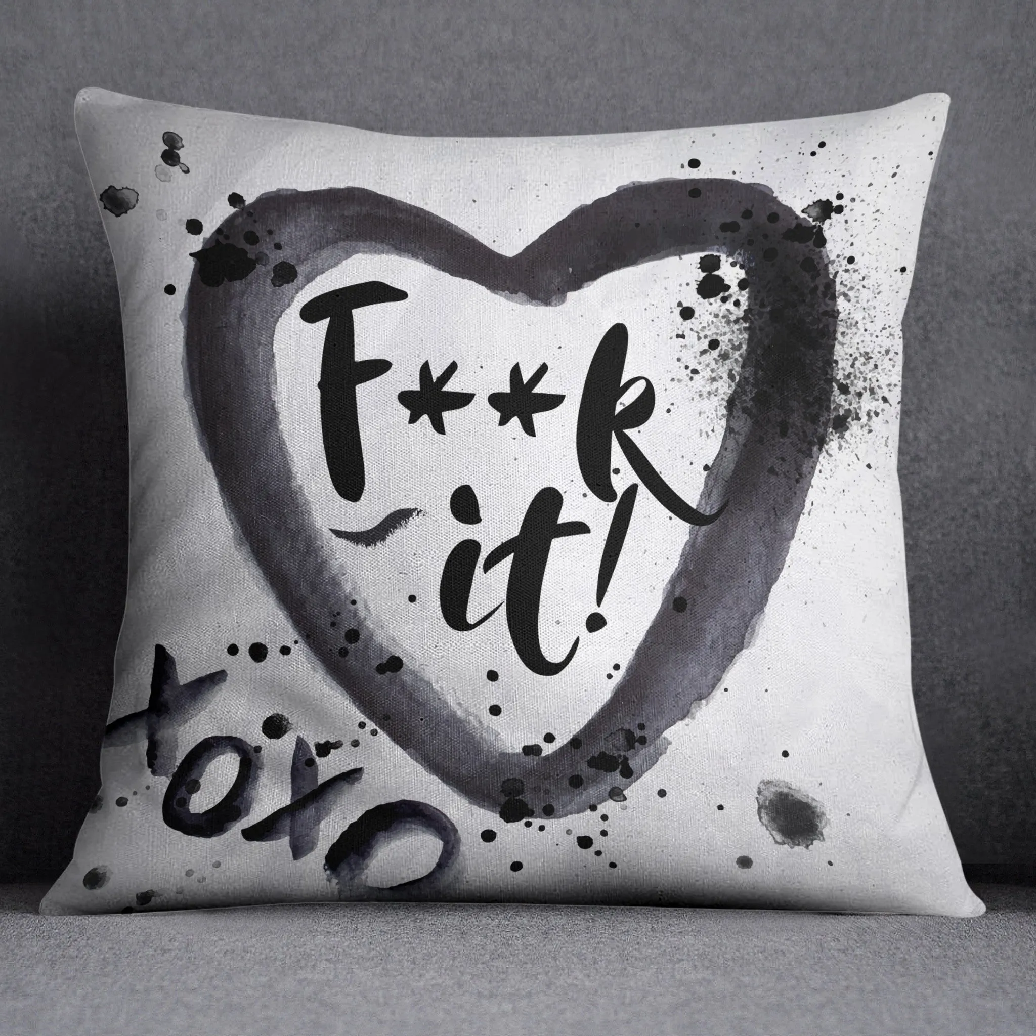 Censored F**k it XOXO Heart Throw Pillow