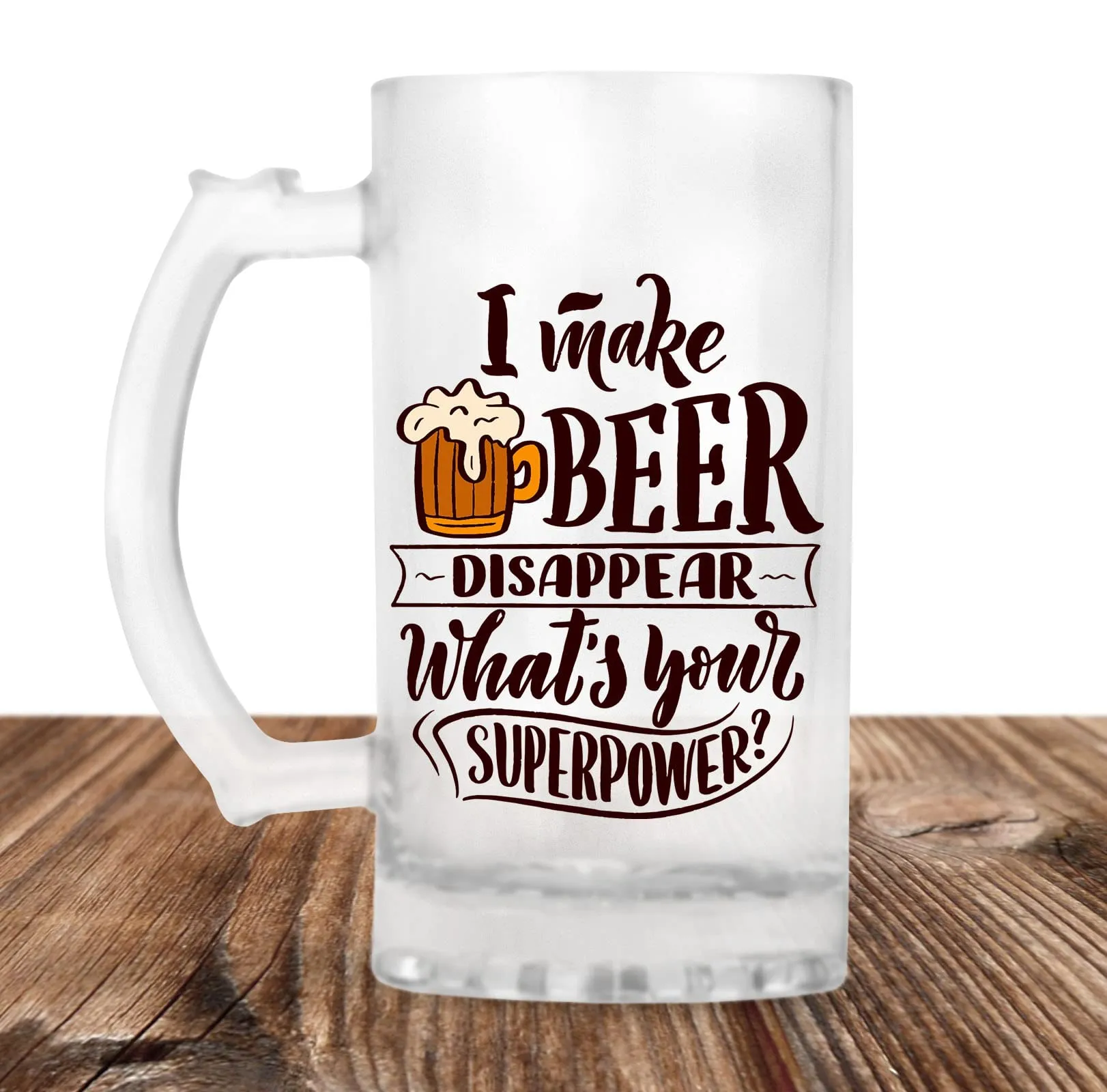 CHHAAP Printed Beer Mug with Handle Gift for Men Dad Brother Husband Son Boyfriend Friends (470 ml)(BRMUG-9