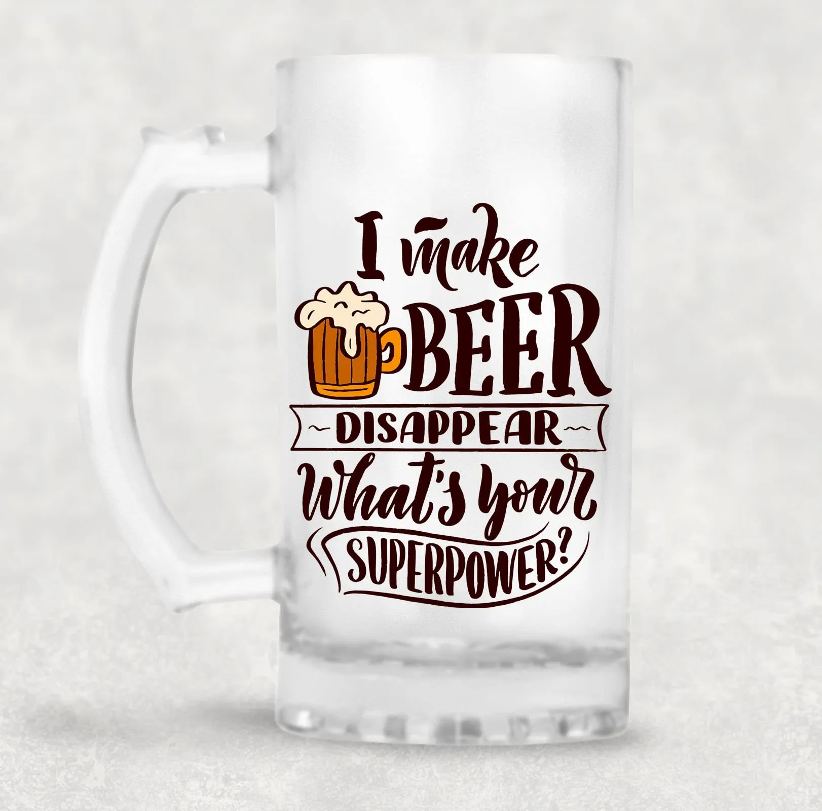 CHHAAP Printed Beer Mug with Handle Gift for Men Dad Brother Husband Son Boyfriend Friends (470 ml)(BRMUG-9