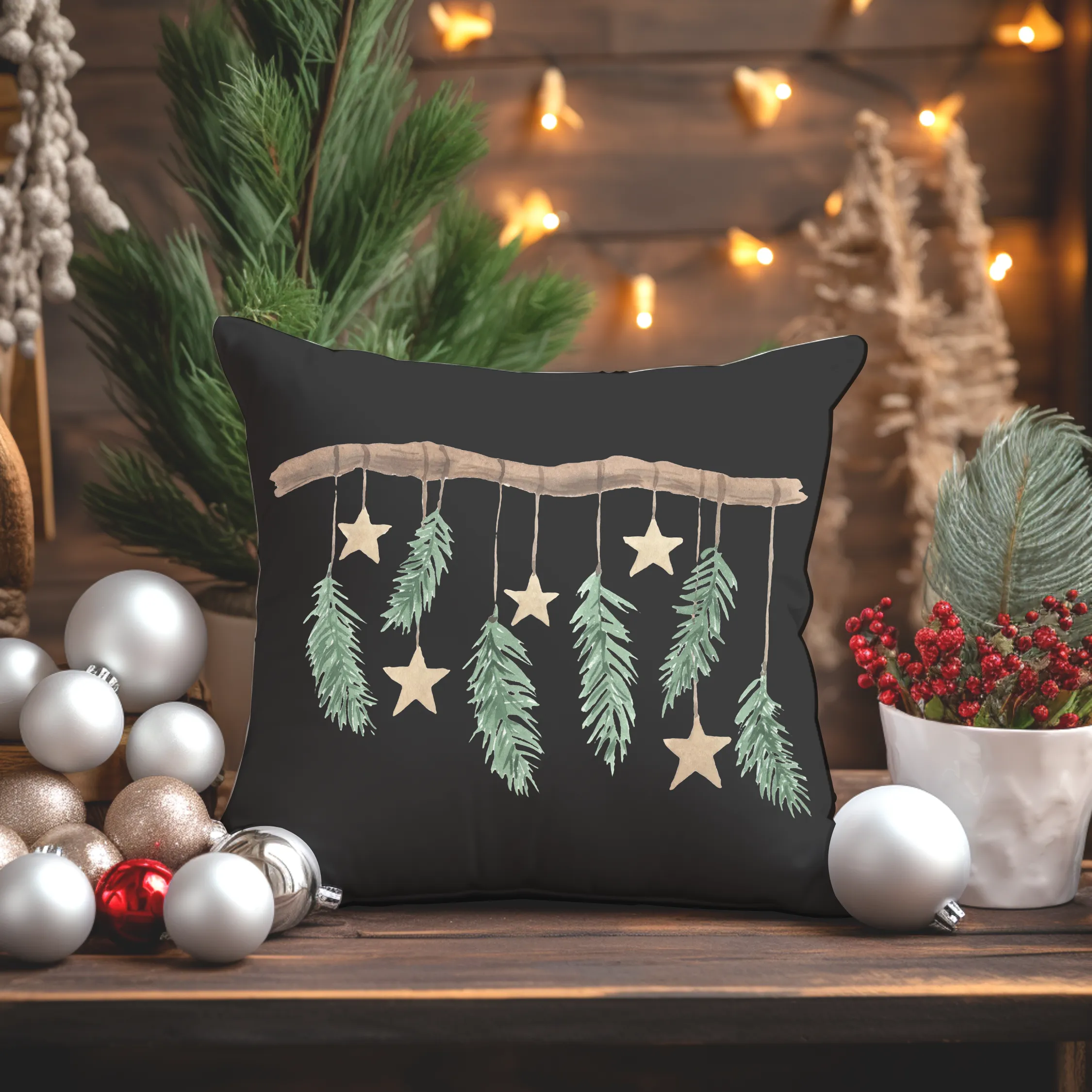 Christmas Pillow Covers, Rustic Country Square Covers, Country Farmhouse Decor, Coordinating Pillow Cover Set, Farmhouse Pillows