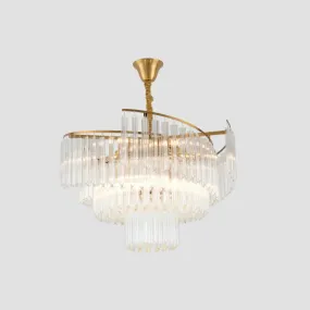 Clear Crystal Postmodern Gold Chandelier for Layered Living Room Ceiling Lighting