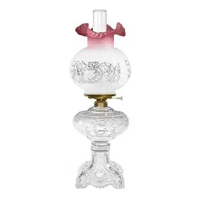 Clear Glass Lamp, Cranberry Ruffle