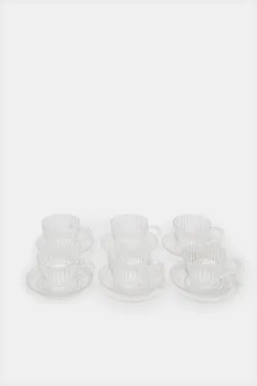 Clear Glass Tea Cup And Saucer (12 Piece)