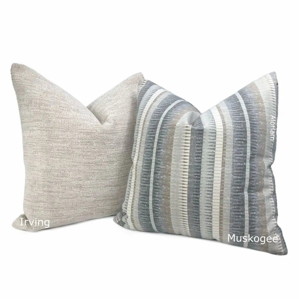 (CLEARANCE) Irving Oatmeal Chenille Pillow Cover