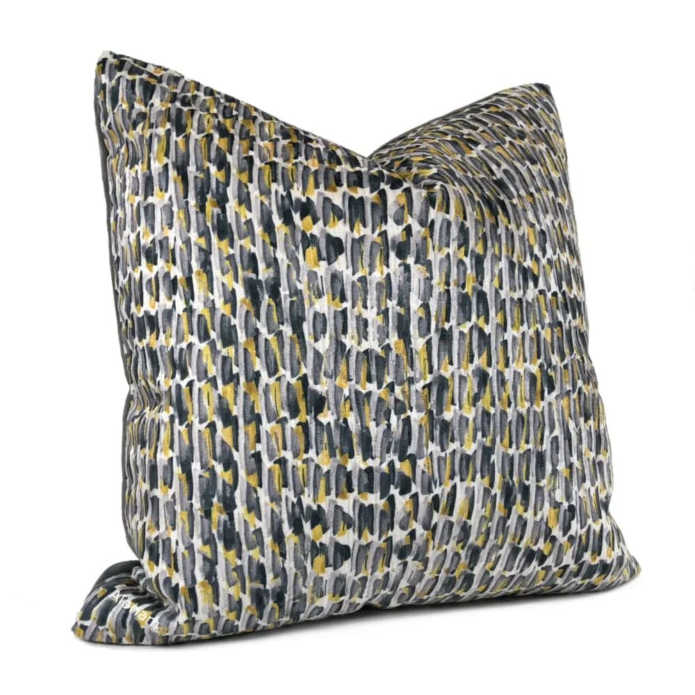 (CLEARANCE) Symon Gray Yellow Abstract Paint Dabs Velvet Pillow Cover