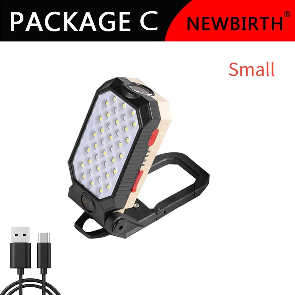 COB Work Light Portable LED Flashlight Adjustable USB Rechargeable Waterproof Camping Lantern Magnet Design With Power Display