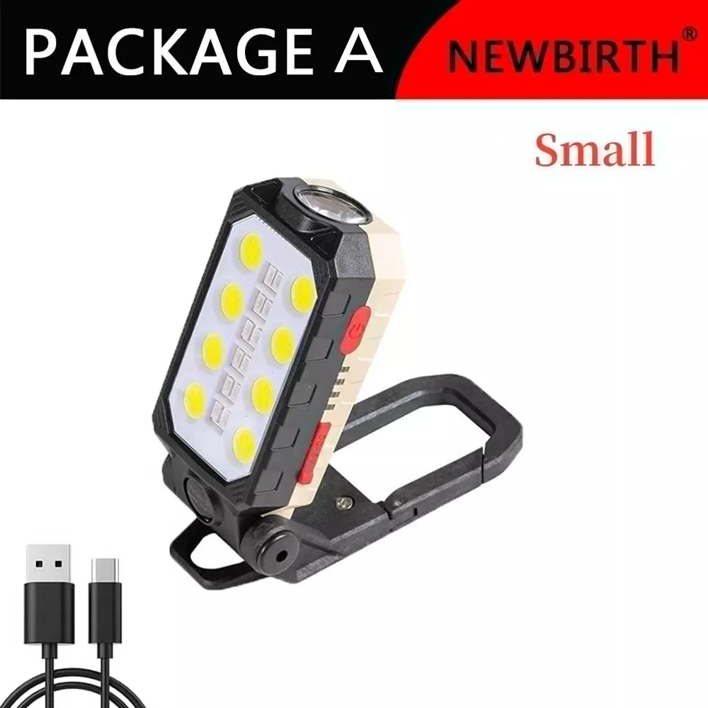 COB Work Light Portable LED Flashlight Adjustable USB Rechargeable Waterproof Camping Lantern Magnet Design With Power Display