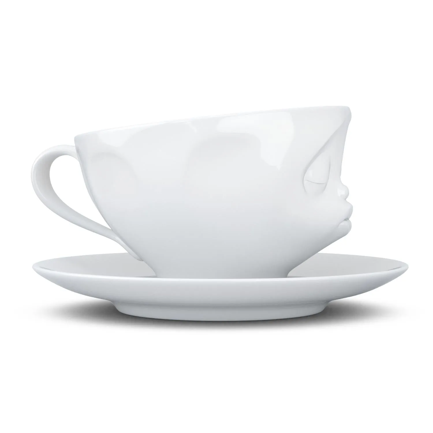 Coffee Cup with Saucer, Kissing Face