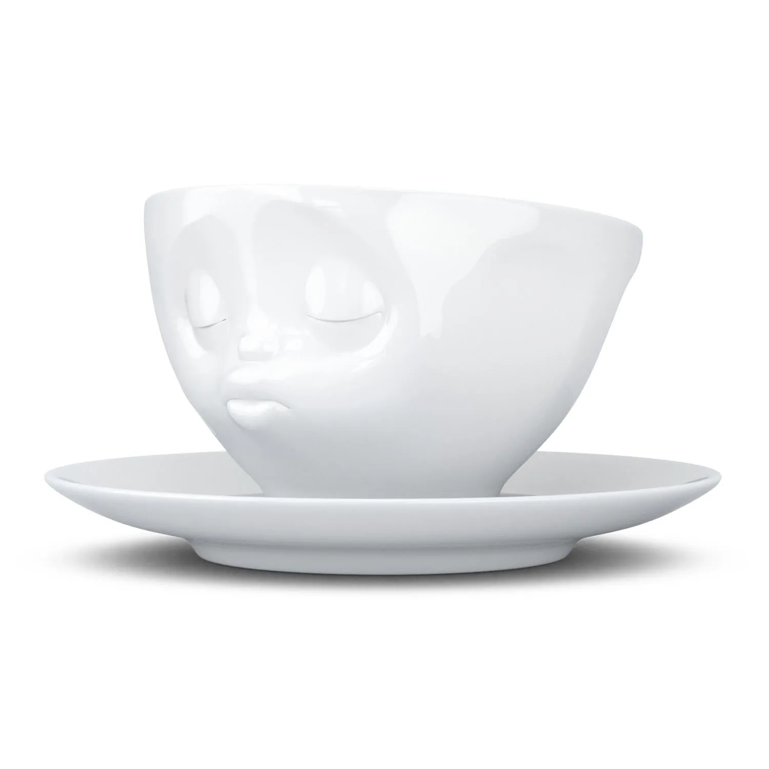 Coffee Cup with Saucer, Kissing Face