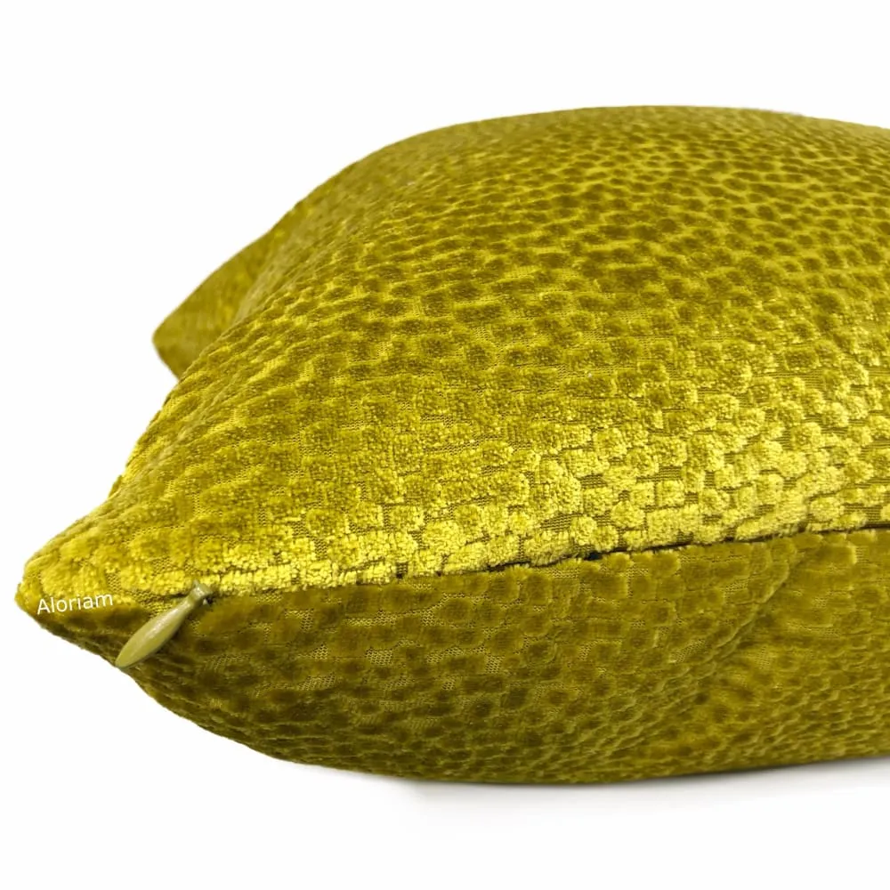 Comtessa Acid Yellow Gold Velvet Dots Pillow Cover