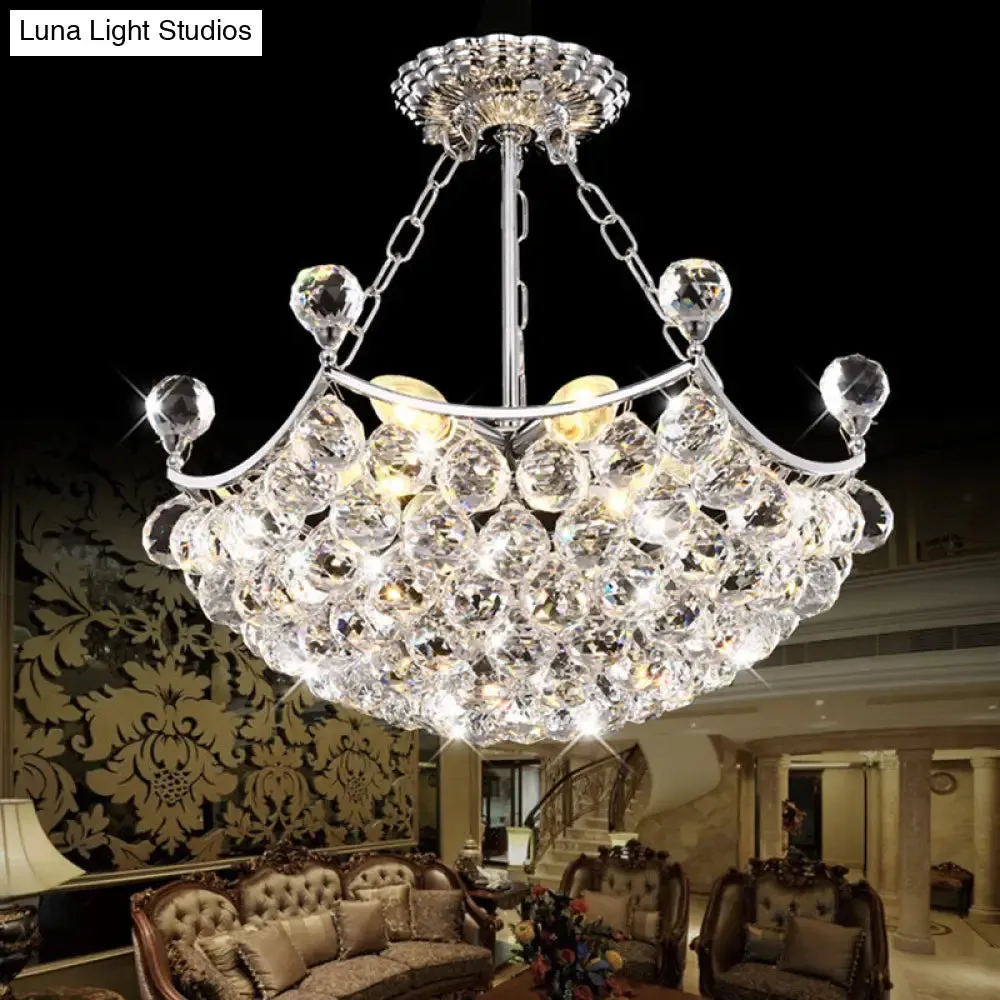 Contemporary Chrome Dome Chandelier with 12 Light Crystal Ball – Ideal for Dining Room