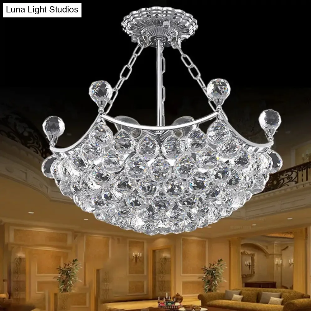 Contemporary Chrome Dome Chandelier with 12 Light Crystal Ball – Ideal for Dining Room