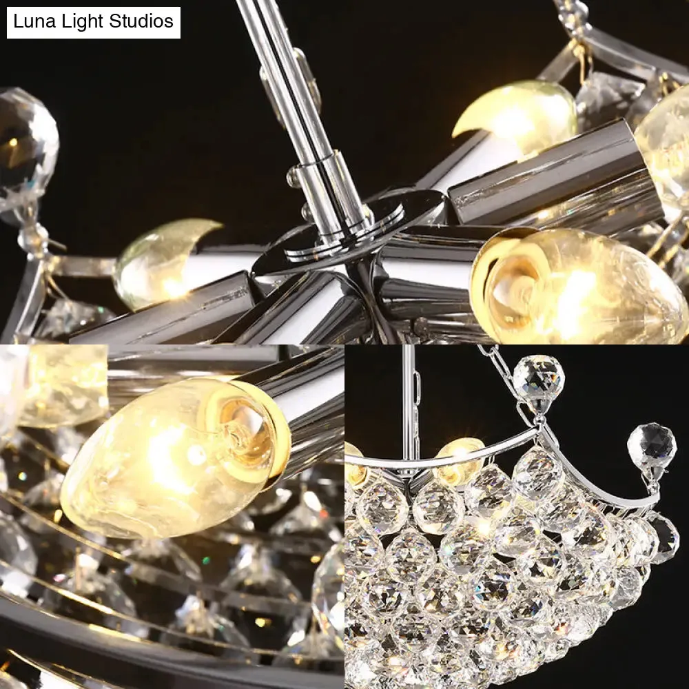 Contemporary Chrome Dome Chandelier with 12 Light Crystal Ball – Ideal for Dining Room