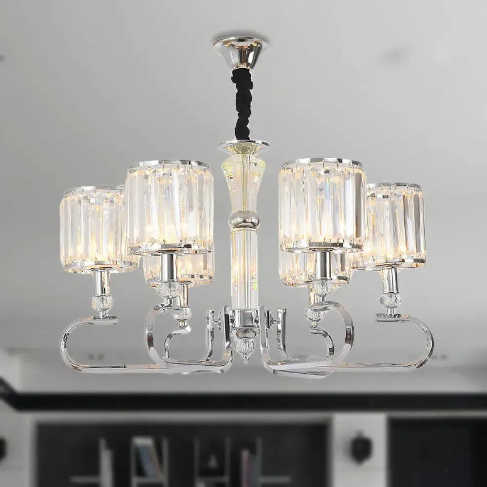 Contemporary Crystal Hanging Ceiling Light - Chrome Chandelier, 3/6 Light Options