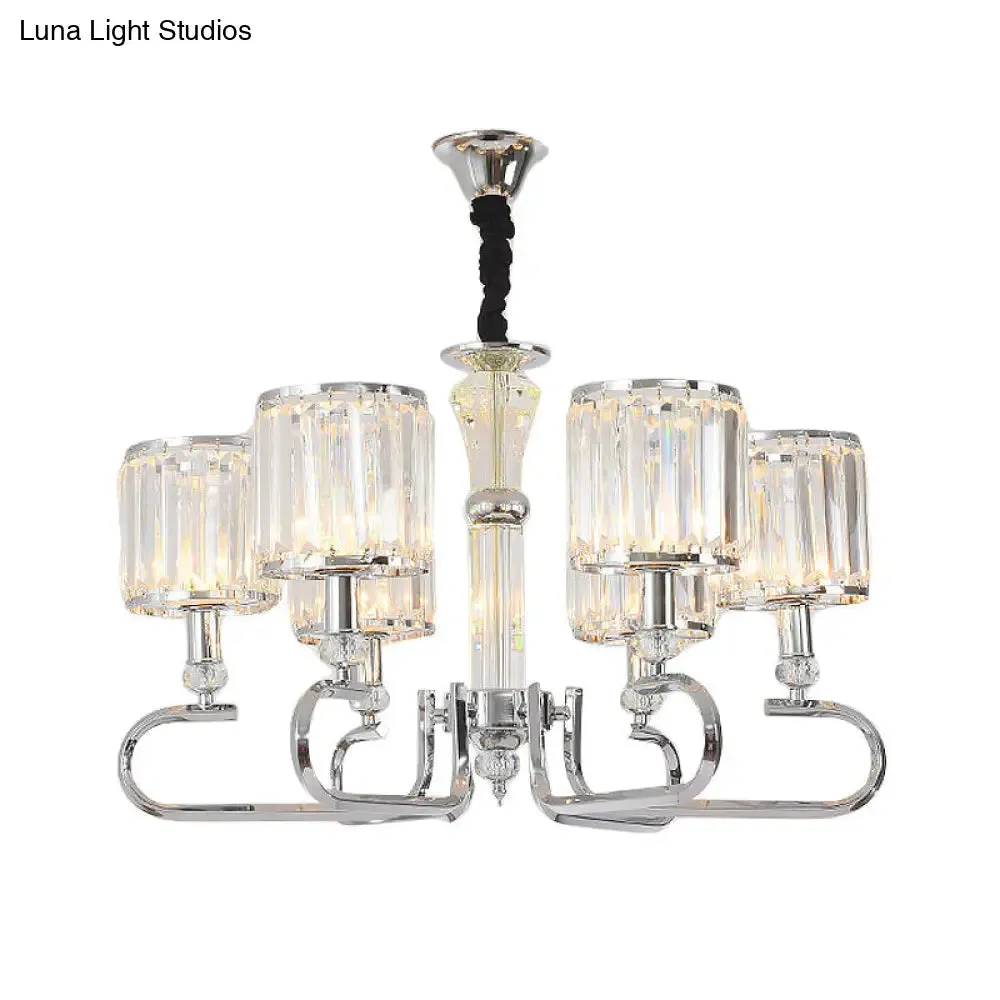 Contemporary Crystal Hanging Ceiling Light - Chrome Chandelier, 3/6 Light Options