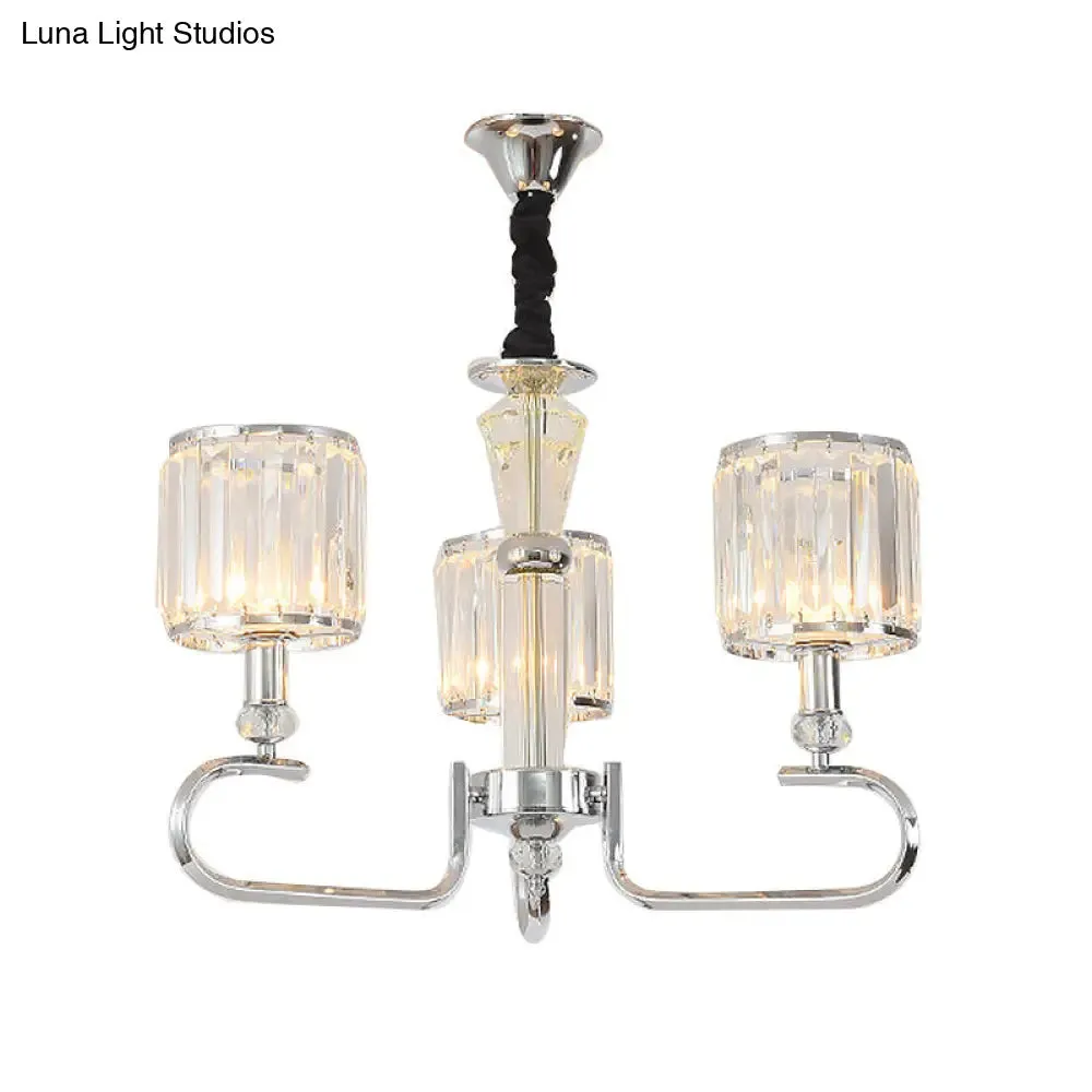 Contemporary Crystal Hanging Ceiling Light - Chrome Chandelier, 3/6 Light Options