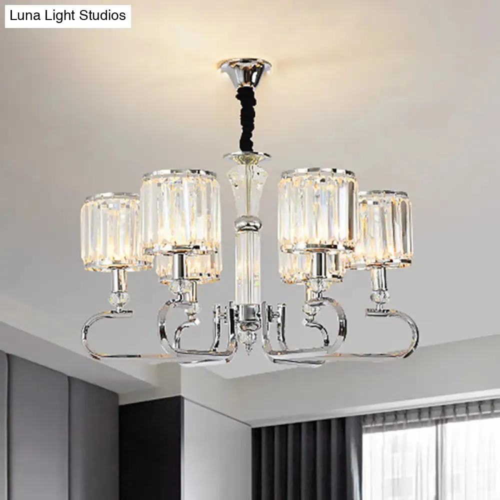 Contemporary Crystal Hanging Ceiling Light - Chrome Chandelier, 3/6 Light Options