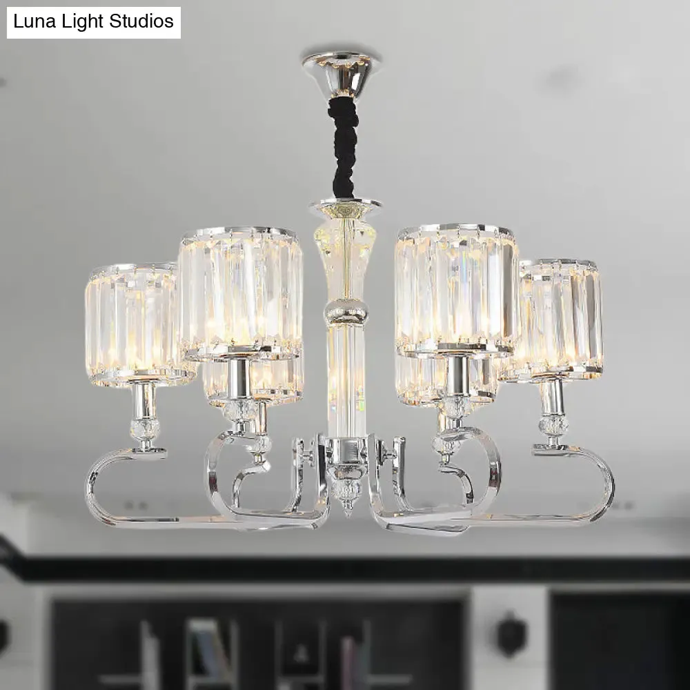 Contemporary Crystal Hanging Ceiling Light - Chrome Chandelier, 3/6 Light Options