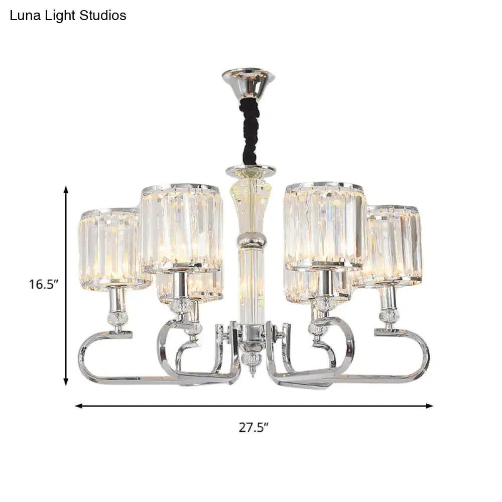 Contemporary Crystal Hanging Ceiling Light - Chrome Chandelier, 3/6 Light Options