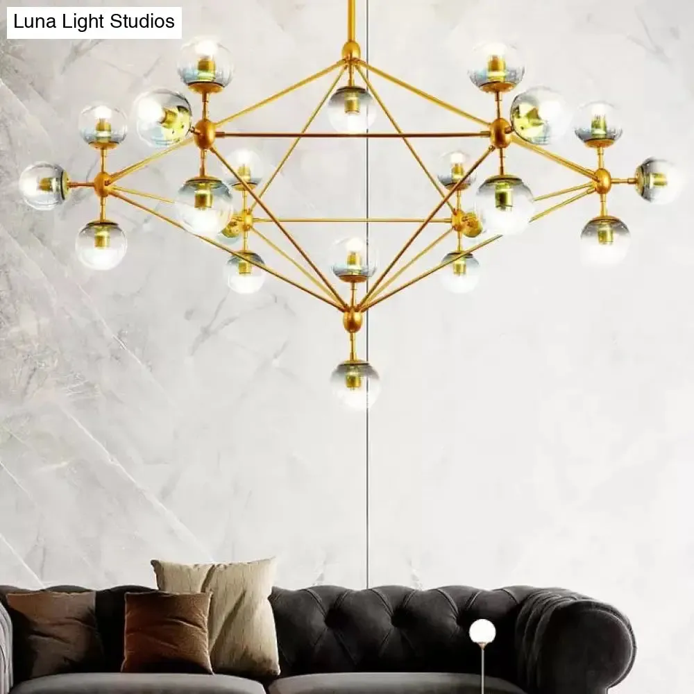 Contemporary Geometric Chandelier - Brass/Gold/Rose Gold - 10/15/21 Lights - Living Room Pendant