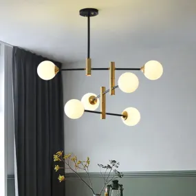 Contemporary Glass Bubble Chandelier with 6 Bulbs - Dining Room Ceiling Lamp