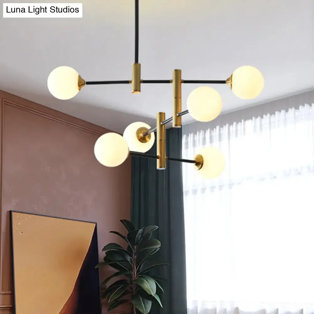 Contemporary Glass Bubble Chandelier with 6 Bulbs - Dining Room Ceiling Lamp