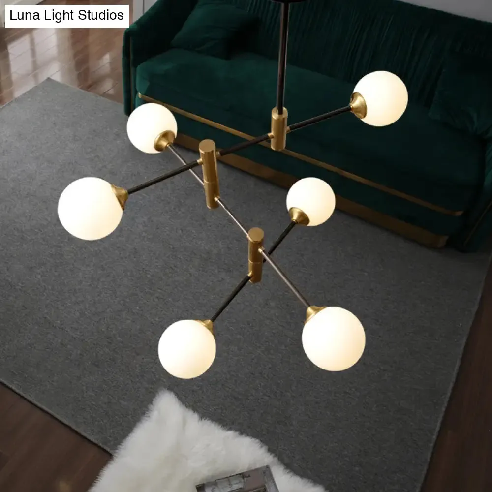 Contemporary Glass Bubble Chandelier with 6 Bulbs - Dining Room Ceiling Lamp