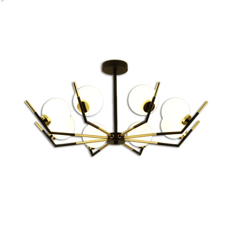 Contemporary Iron Claw Chandelier with White Glass Shade - 6/8/10 Lights Pendant