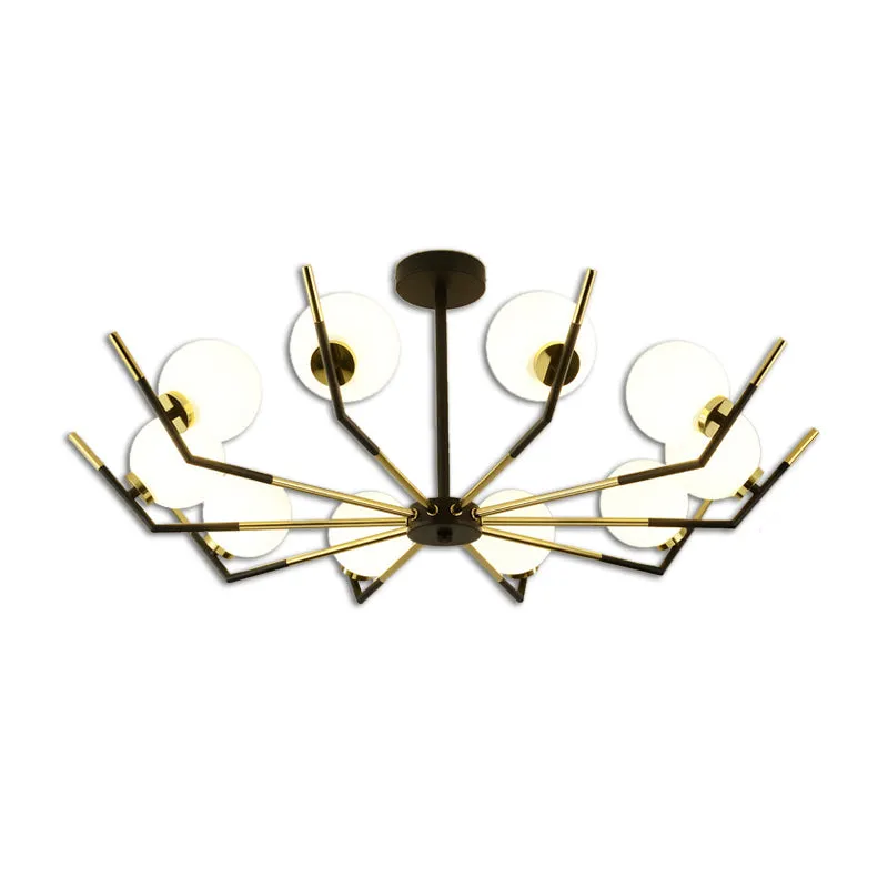 Contemporary Iron Claw Chandelier with White Glass Shade - 6/8/10 Lights Pendant