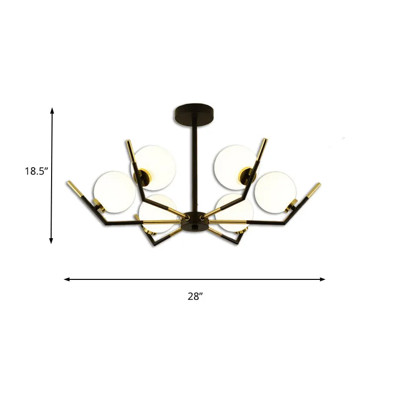 Contemporary Iron Claw Chandelier with White Glass Shade - 6/8/10 Lights Pendant