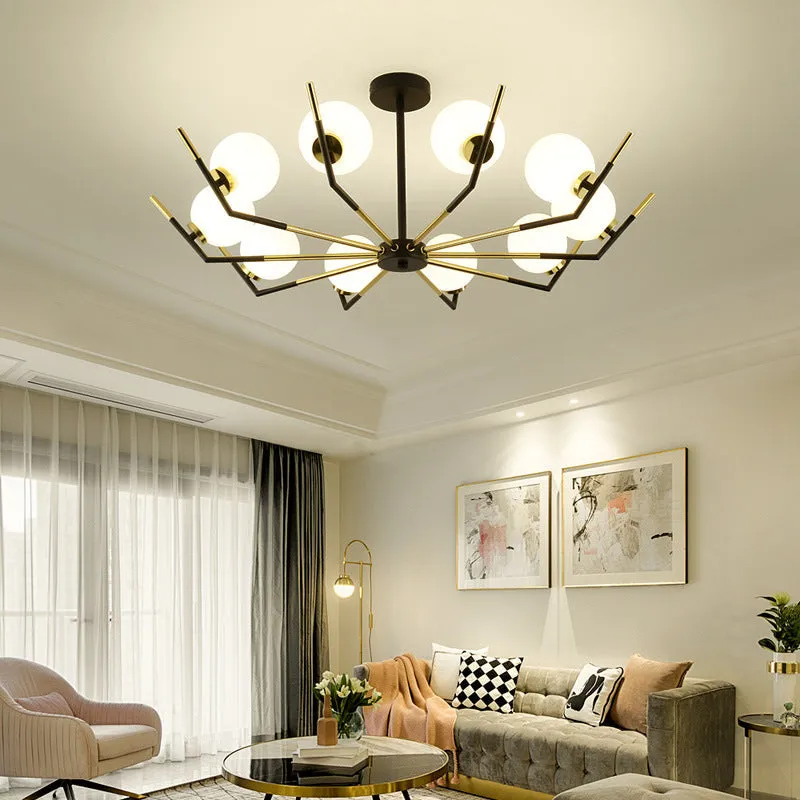 Contemporary Iron Claw Chandelier with White Glass Shade - 6/8/10 Lights Pendant