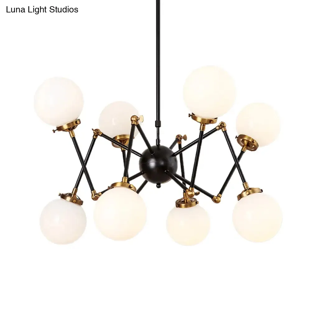 Contemporary Metal Abstract Pendant Chandelier with Orb Shade - 8 Lights for Dining Room