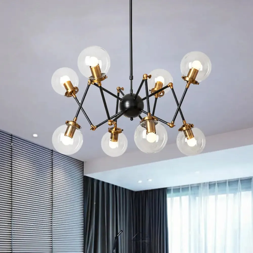 Contemporary Metal Abstract Pendant Chandelier with Orb Shade - 8 Lights for Dining Room