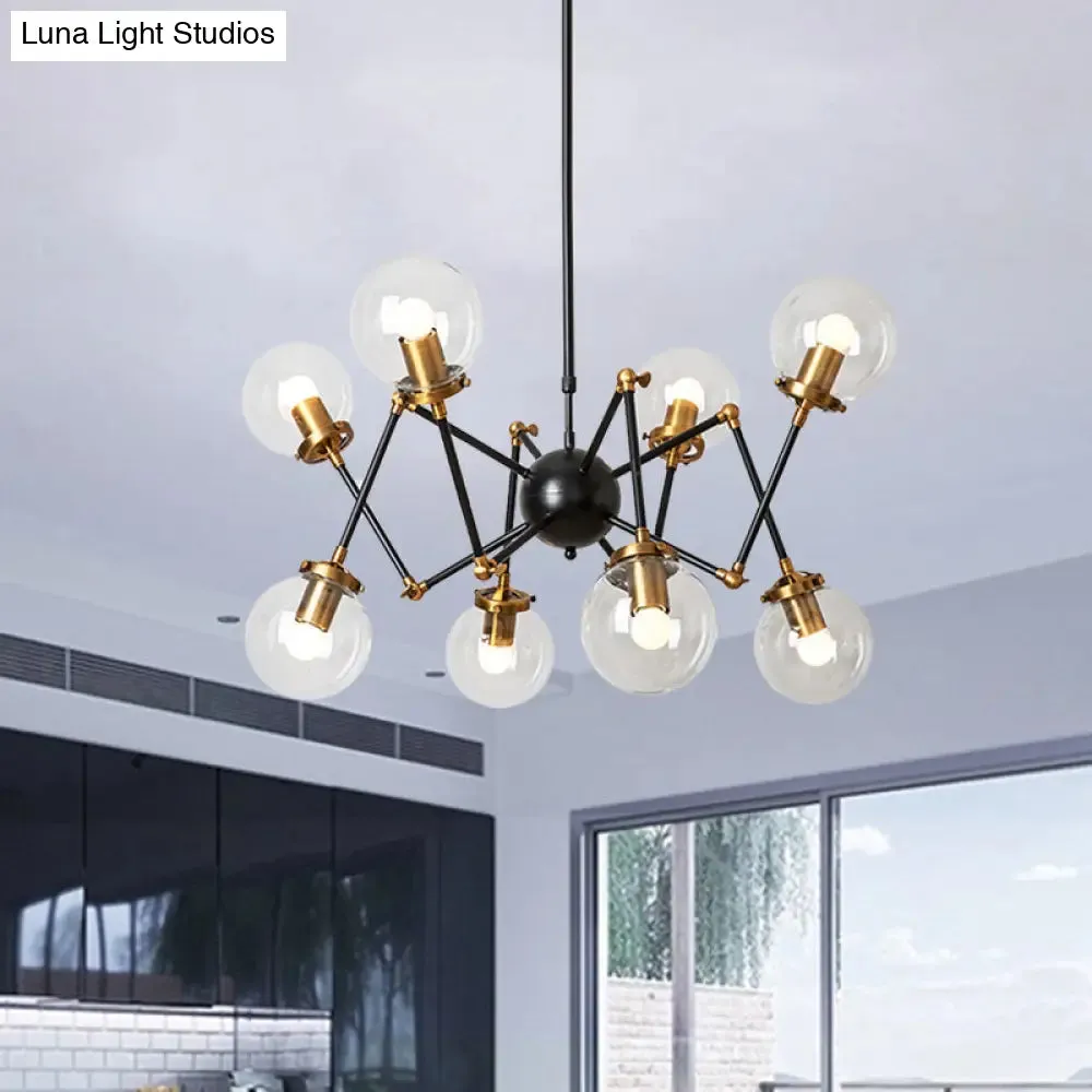 Contemporary Metal Abstract Pendant Chandelier with Orb Shade - 8 Lights for Dining Room