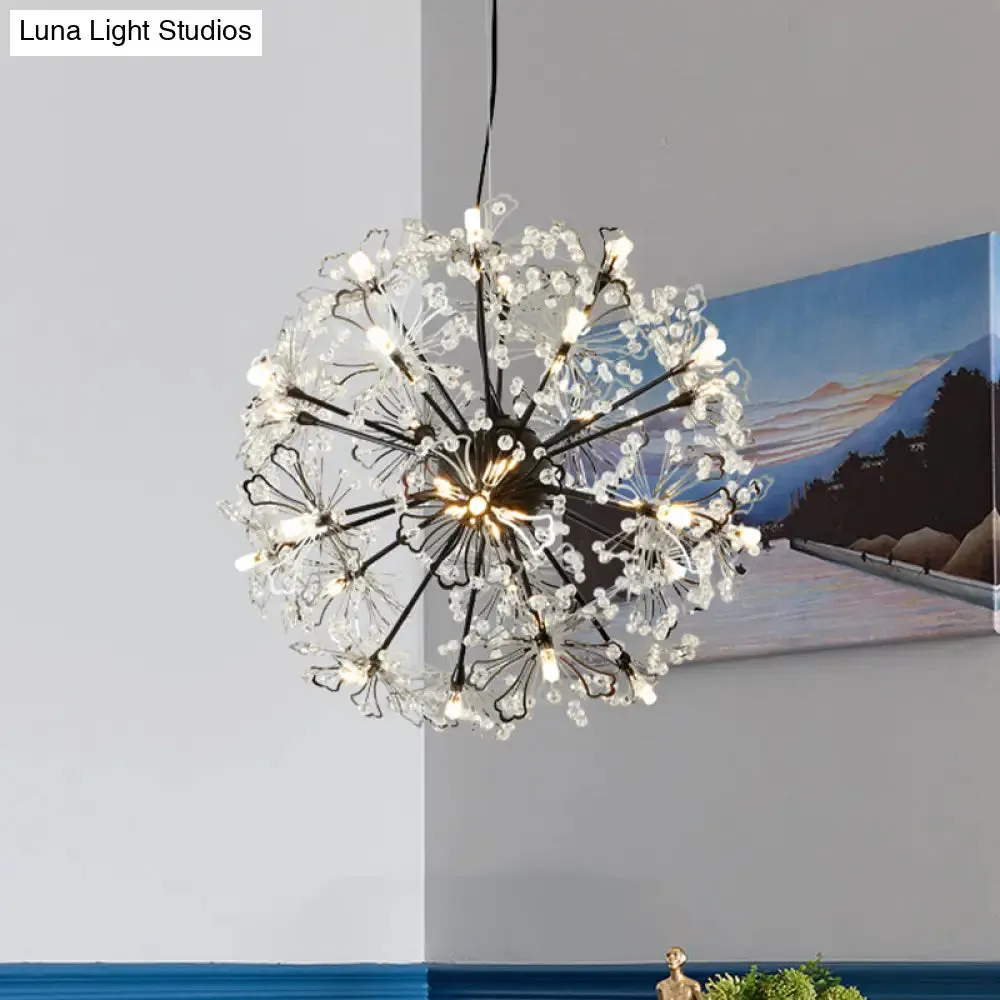 Contemporary Metallic Dandelion Chandelier Pendant Light - Brass Ceiling Lamp (24 Lights)