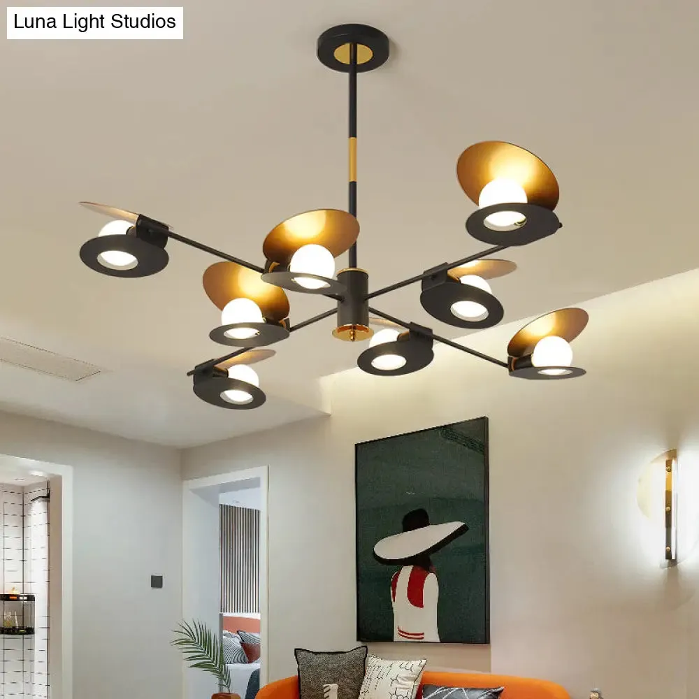 Contemporary Mussel-Shaped Ceiling Chandelier: 6/8-Bulb Living Room Suspension Lamp in Blue/Black & Gold