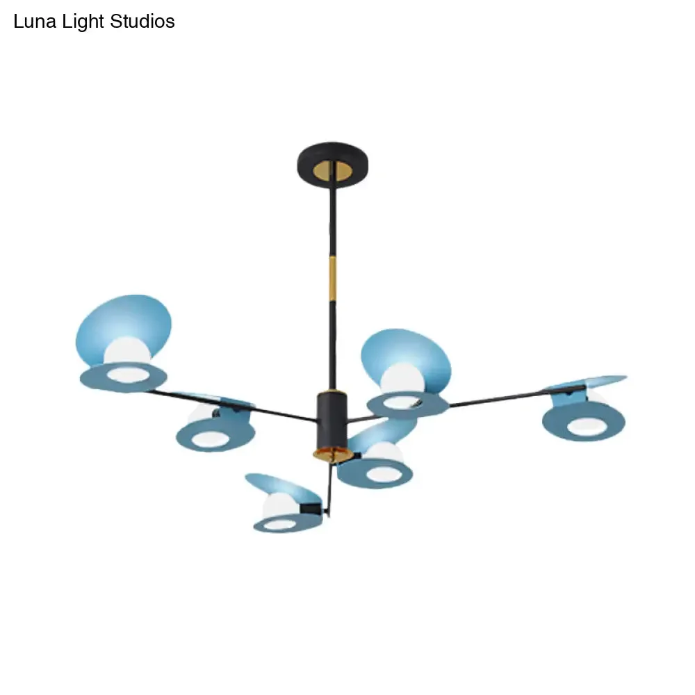 Contemporary Mussel-Shaped Ceiling Chandelier: 6/8-Bulb Living Room Suspension Lamp in Blue/Black & Gold