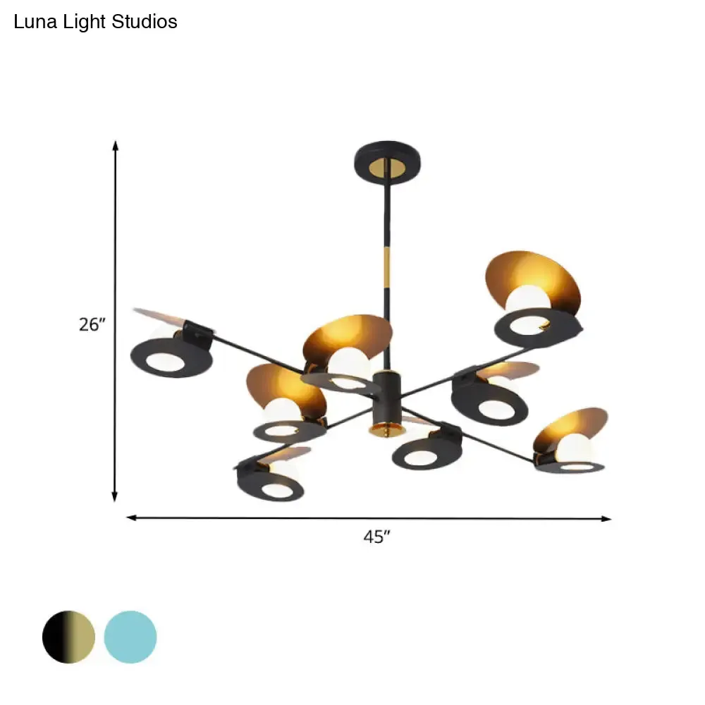 Contemporary Mussel-Shaped Ceiling Chandelier: 6/8-Bulb Living Room Suspension Lamp in Blue/Black & Gold