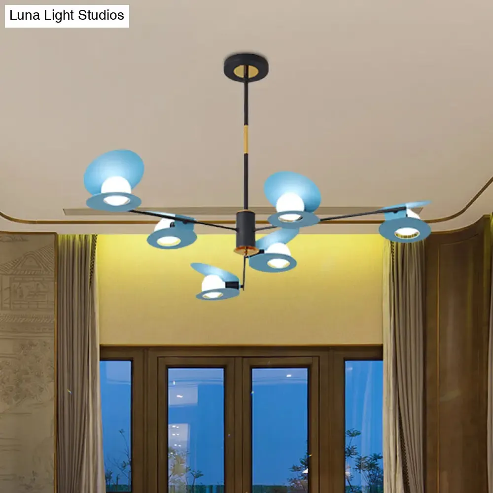 Contemporary Mussel-Shaped Ceiling Chandelier: 6/8-Bulb Living Room Suspension Lamp in Blue/Black & Gold