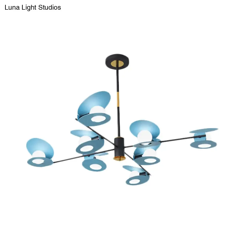 Contemporary Mussel-Shaped Ceiling Chandelier: 6/8-Bulb Living Room Suspension Lamp in Blue/Black & Gold