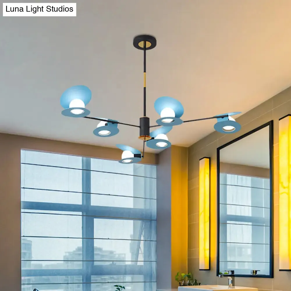 Contemporary Mussel-Shaped Ceiling Chandelier: 6/8-Bulb Living Room Suspension Lamp in Blue/Black & Gold