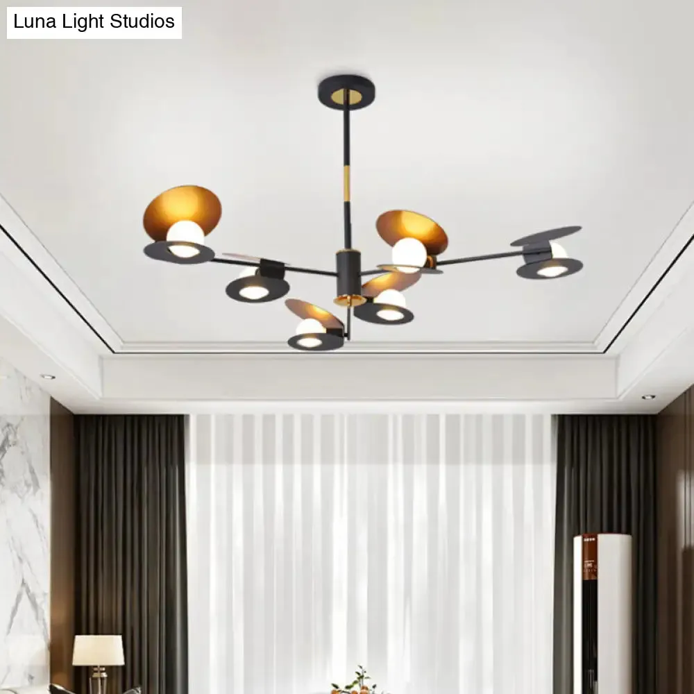 Contemporary Mussel-Shaped Ceiling Chandelier: 6/8-Bulb Living Room Suspension Lamp in Blue/Black & Gold