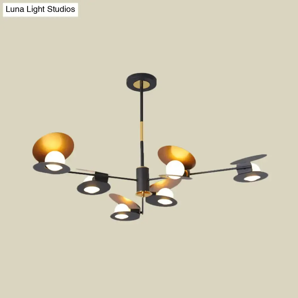 Contemporary Mussel-Shaped Ceiling Chandelier: 6/8-Bulb Living Room Suspension Lamp in Blue/Black & Gold