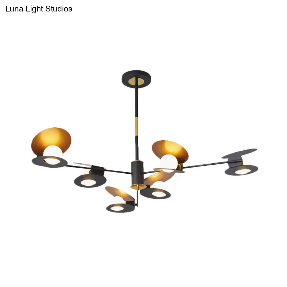 Contemporary Mussel-Shaped Ceiling Chandelier: 6/8-Bulb Living Room Suspension Lamp in Blue/Black & Gold