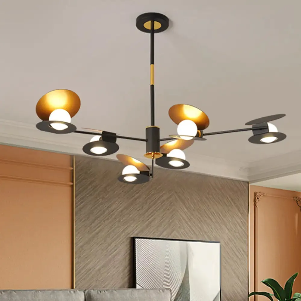 Contemporary Mussel-Shaped Ceiling Chandelier: 6/8-Bulb Living Room Suspension Lamp in Blue/Black & Gold