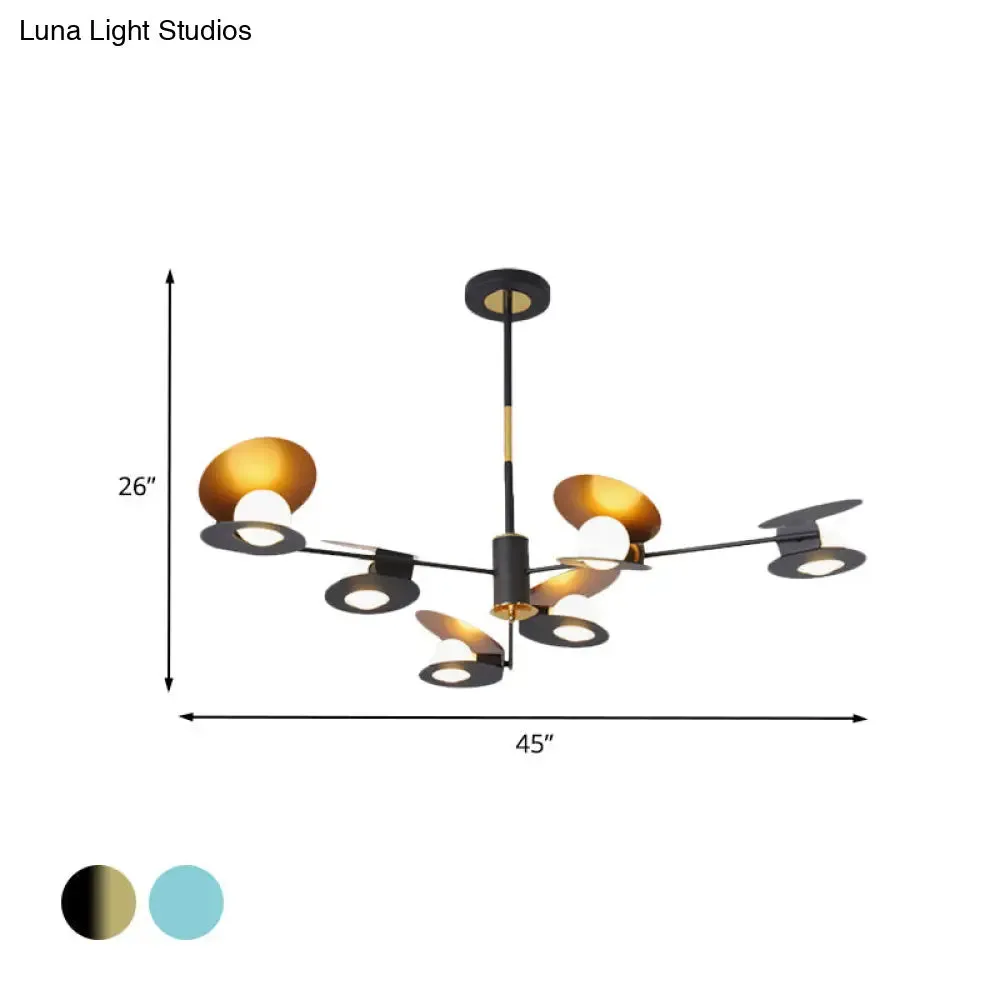 Contemporary Mussel-Shaped Ceiling Chandelier: 6/8-Bulb Living Room Suspension Lamp in Blue/Black & Gold